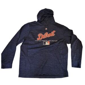 Majestic Detroit‎ Tigers MLB Authentic Collection Hoodie Sweatshirt Blue - Large